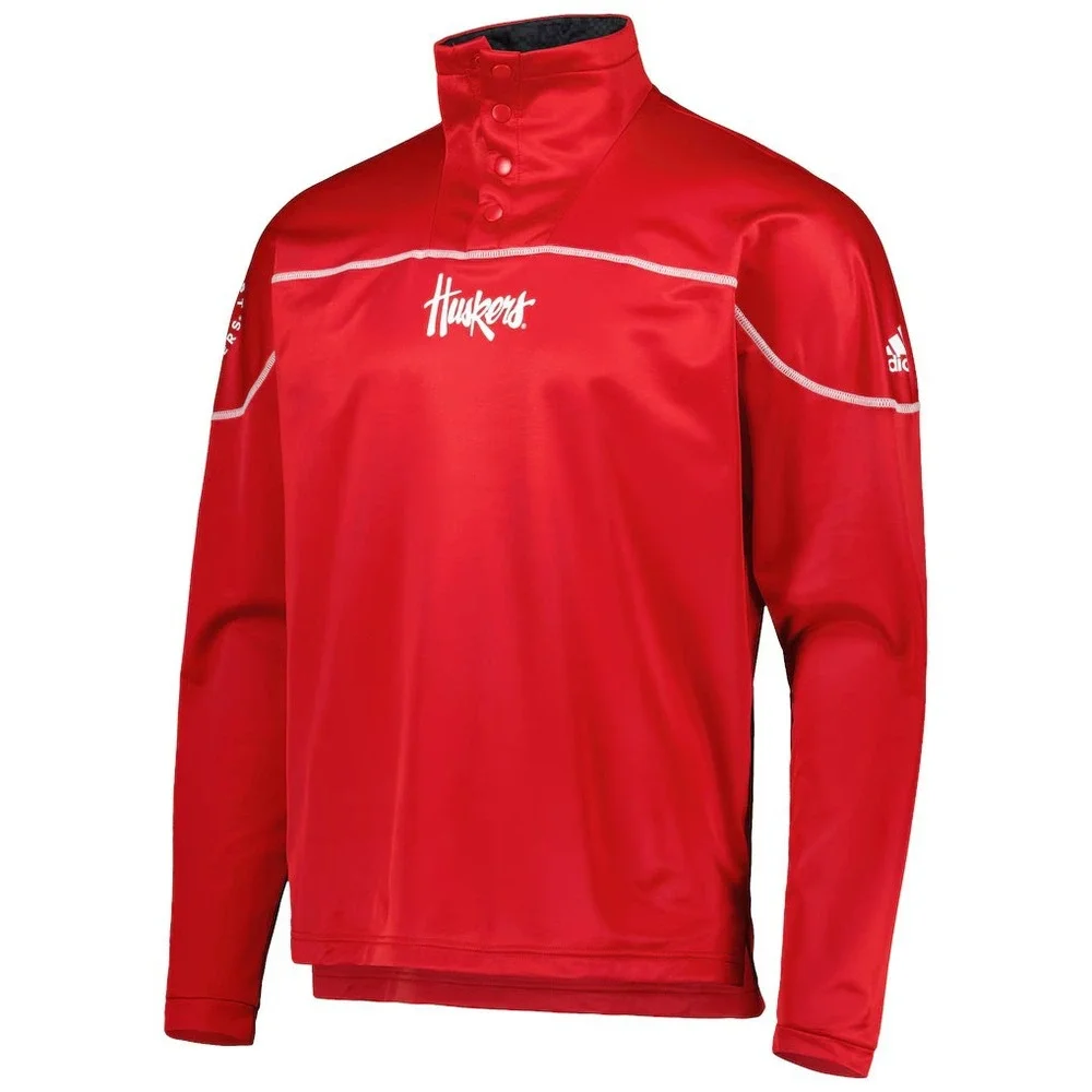 Nebraska Huskers Red Adidas AEROREADY Knit Quarter Snap Jacket Men's Size Large